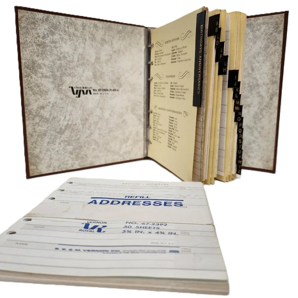 Antique RARE Vernon McMillion Address & Occasions Book w/Full Unused Refill